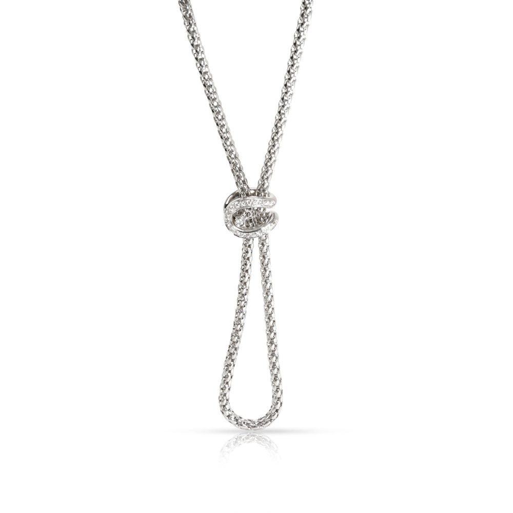 FOPE Rollover Necklace with Lucky Diamond Charm in 18KT White Gold 0.22 CTW